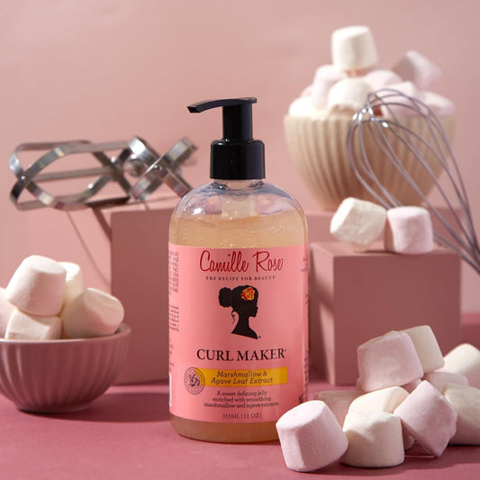Camille Rose Curl Maker Jelly, crafted to nourish and define curls. Natural, clean formula. For coily, curly, wavy hair