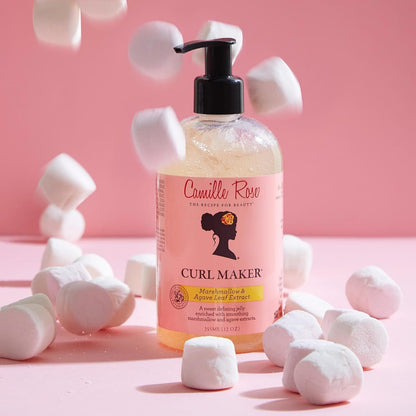 Camille Rose Curl Maker Jelly, crafted to nourish and define curls. Natural, clean formula. For coily, curly, wavy hair